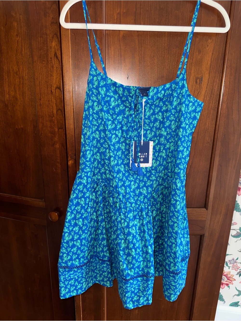 Roller Rabbit x Target BRAND NEW Bright Blue Mini Dress with Teal Lobster Print